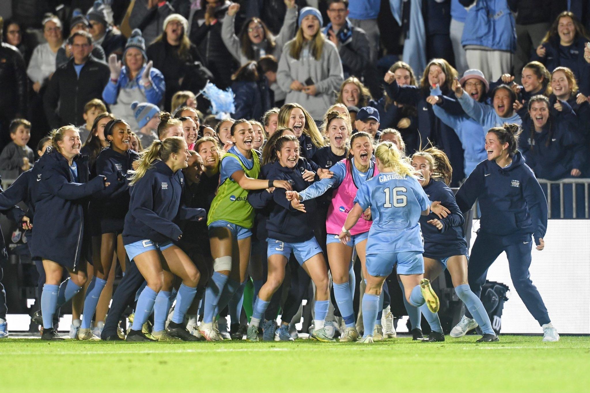 UNC women's soccer celebration
