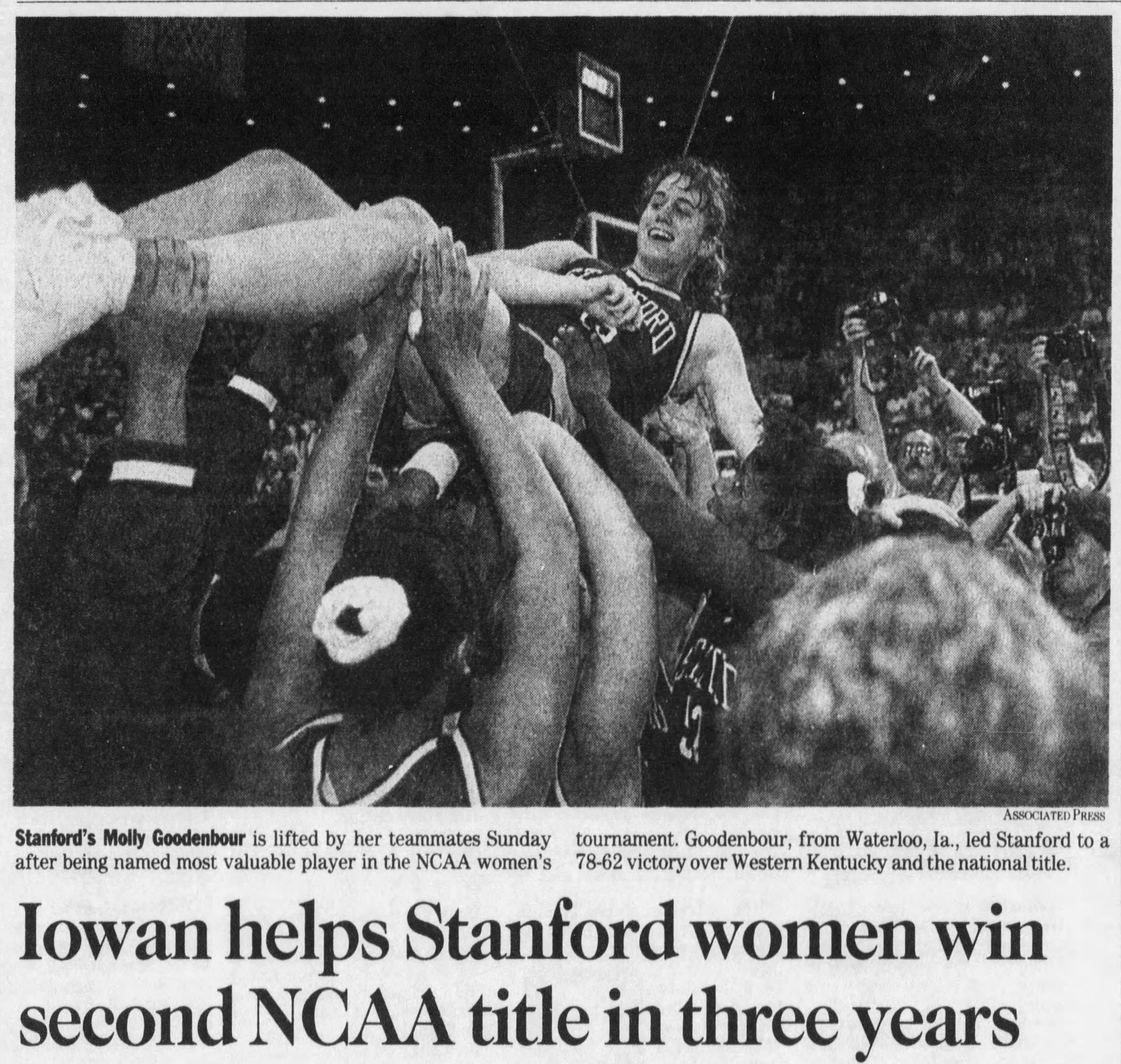 Molly Goodenbour in Stanford's 1992 title game